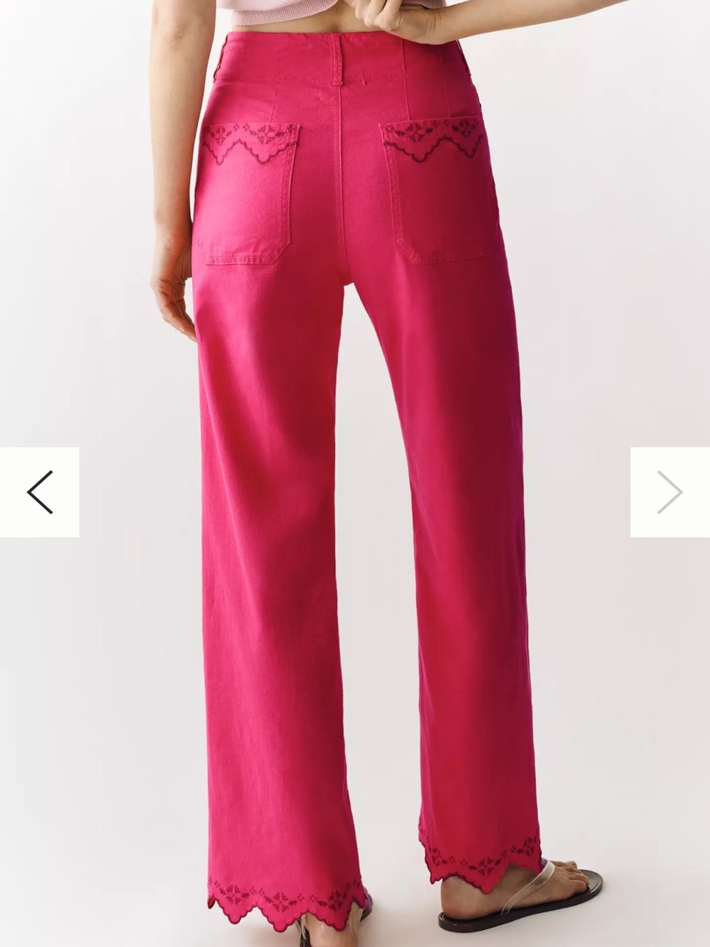 NWT Anthropologie Maeve Colette High Rise Wide Leg Linen Embroidered Pants - Picture 3 of 15